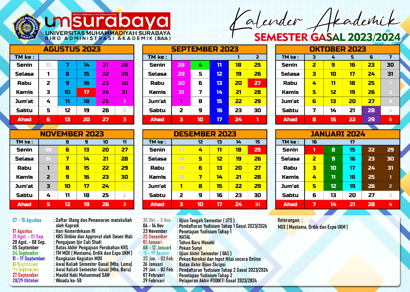 Foto Kalender Akademik Gasal 2023/2024