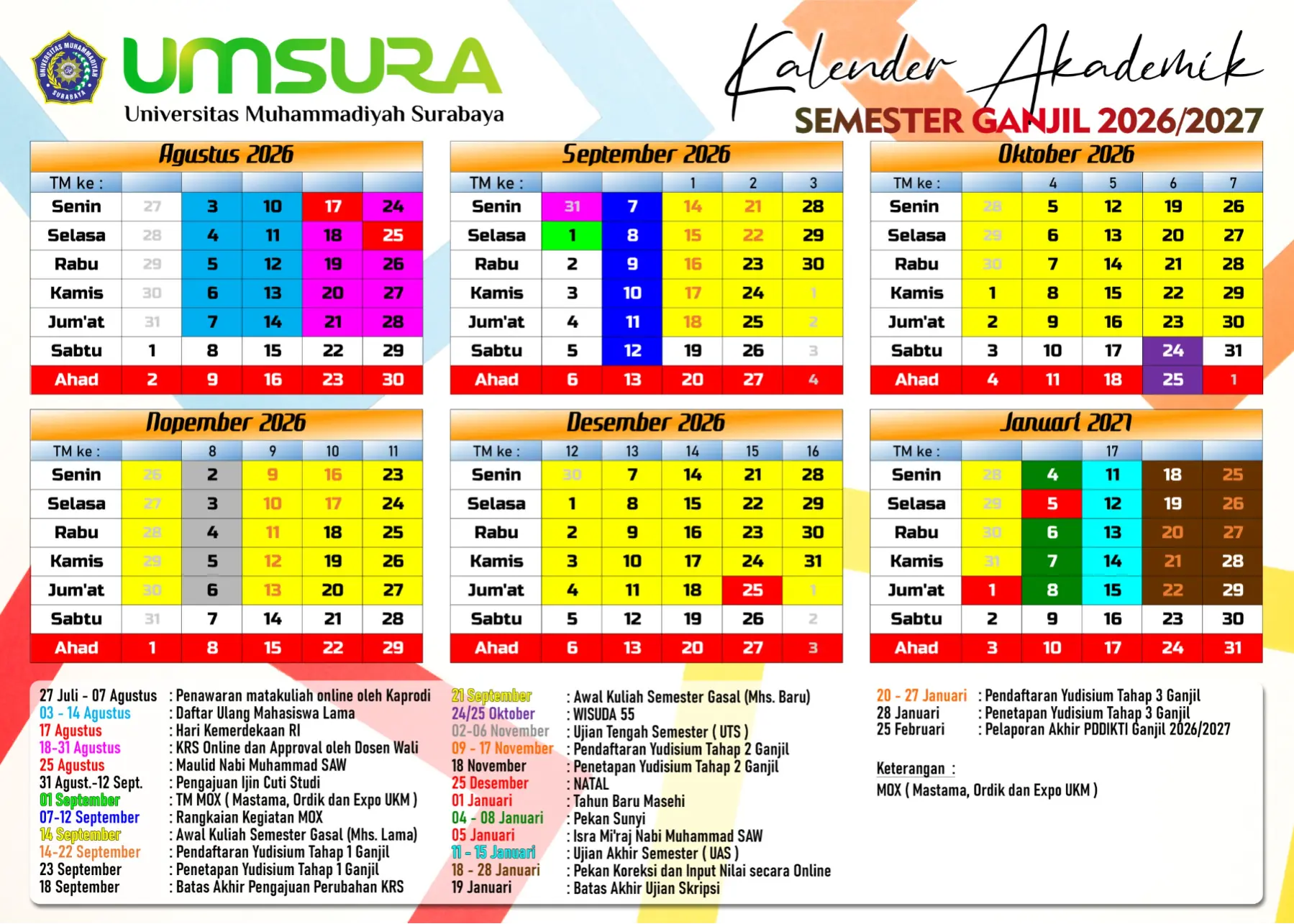 Foto Kalender Akademik Gasal 2026/2027