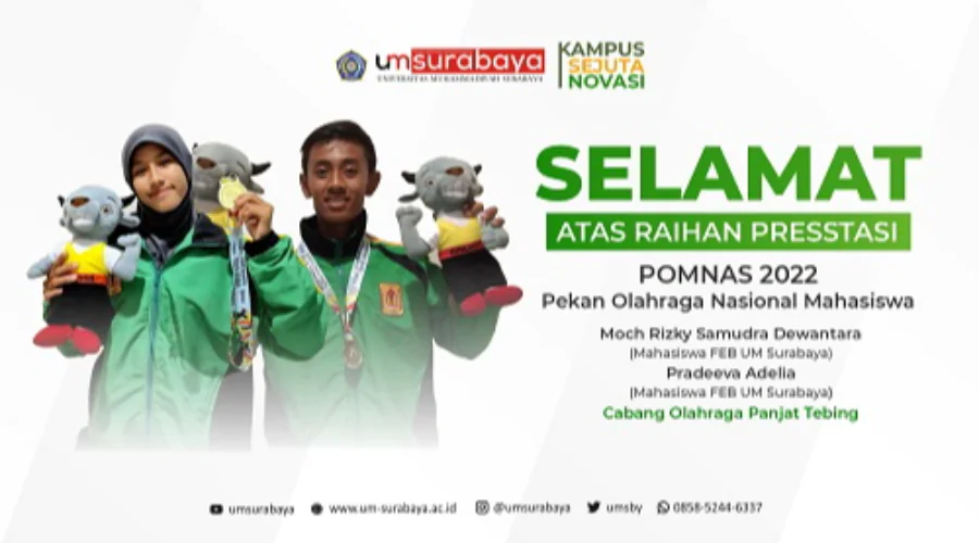 Gambar Berita 2 Atlet Panjat Tebing UM Surabaya Raih Emas di Ajang POMNAS XVII
