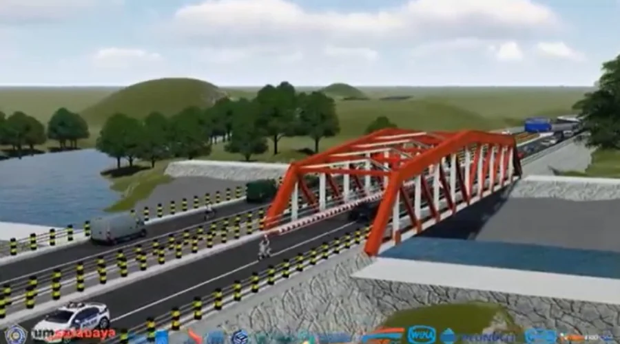 Gambar Berita Jembatan Gladak Kahuripan Buatan Tim UM Surabaya Juarai Bridge Construction Competition