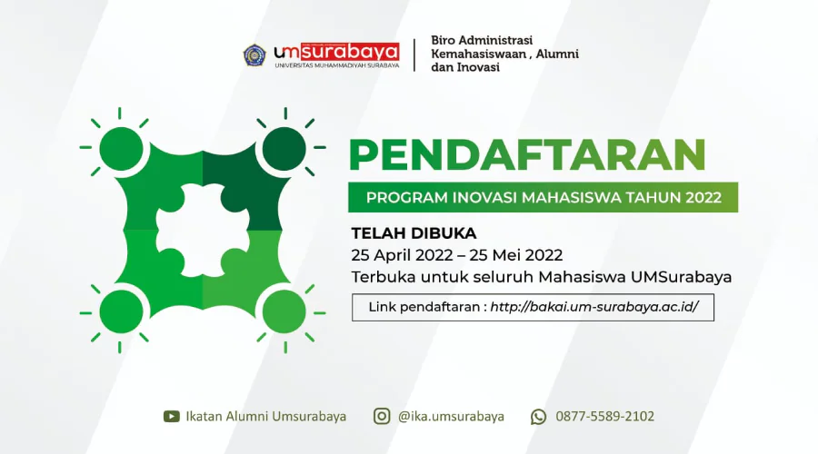 Gambar Berita Program Inovasi Mahasiswa 2022 UM Surabaya Kembali Digelar, Berikut Syaratnya